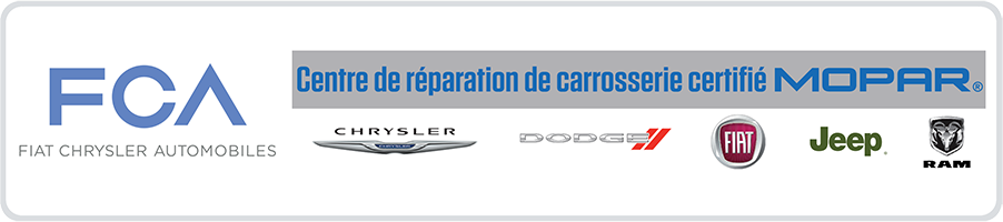 FCA / Mopar - Centre de réparation de carrosserie certifié - Fiat Chrysler Dodge Jeep RAM
